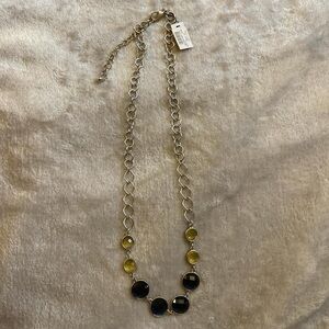 Chico's Silver and Navy Necklace with Beaded Design